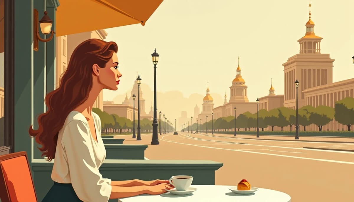 Femme biélorusse à une terrasse de l’avenue de l’Indépendance à Minsk