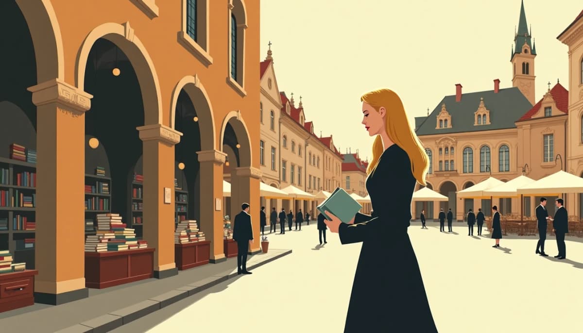 Femme russe sous les arcades de la Vieille Bourse — agence matrimoniale Lille