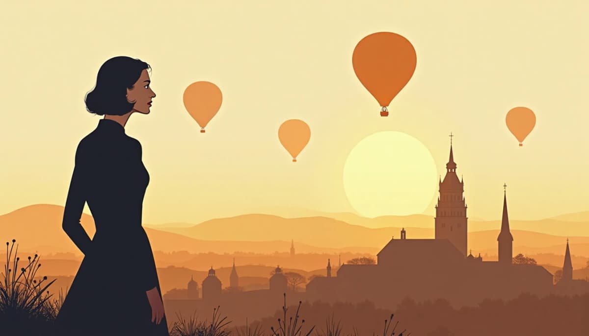 Femme lituanienne et montgolfières au-dessus de Vilnius — rencontre mariage