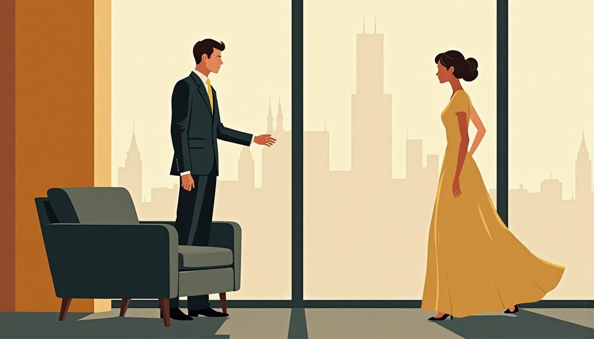 Première rencontre organisée par une agence matrimoniale efficace, mid-century
