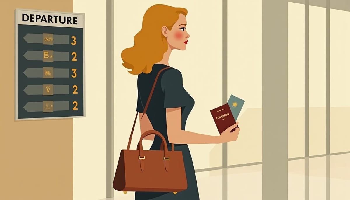 Femme slave à l'aéroport avec passeport et billet