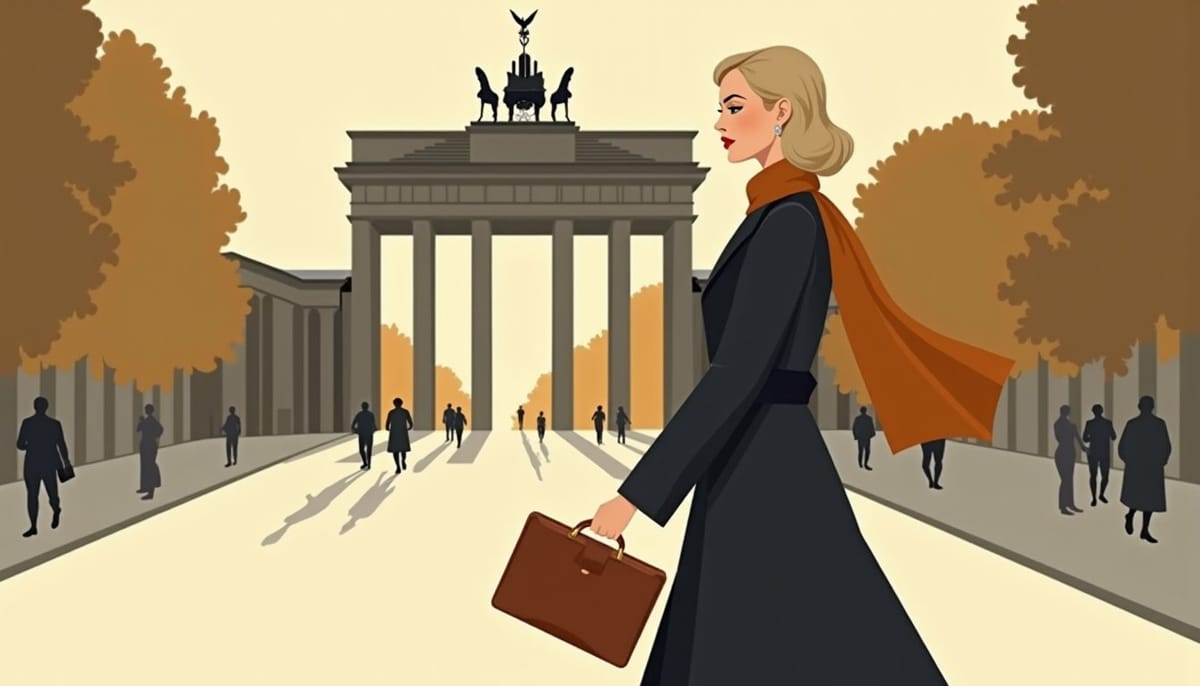 Femme slave en manteau dans un contexte urbain européen
