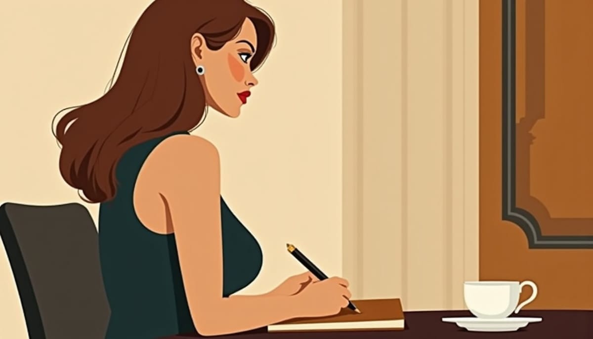 Femme slave prenant des notes lors d'une réunion professionnelle