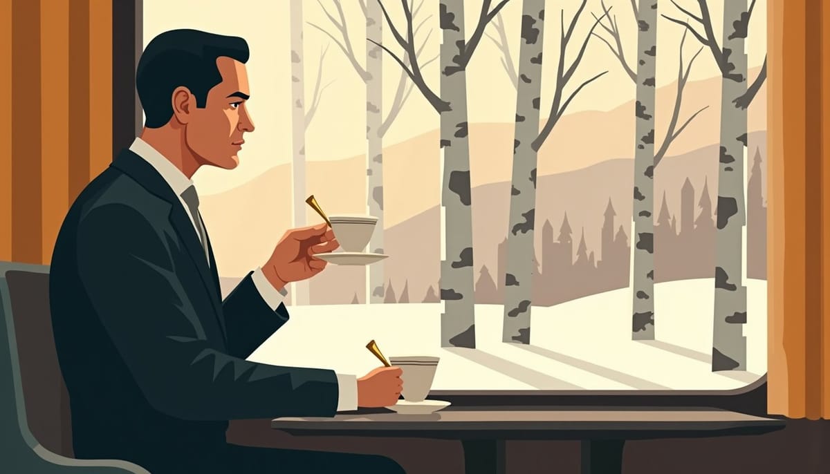 Saint Petersburg landscape and a daily trip budget, mid-century illustration