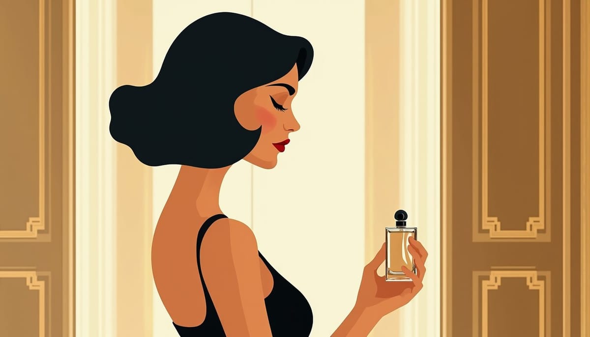 Femme russe perdue dans la masse des profils en ligne, illustration mid-century