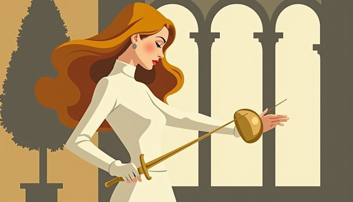 Femme russe sérieuse atteignable par sélection humaine, illustration mid-century