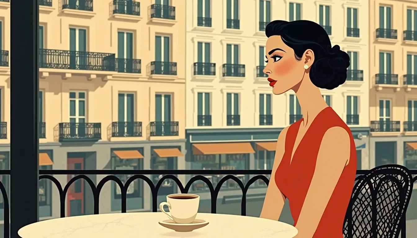 Jeune femme slave à une terrasse parisienne