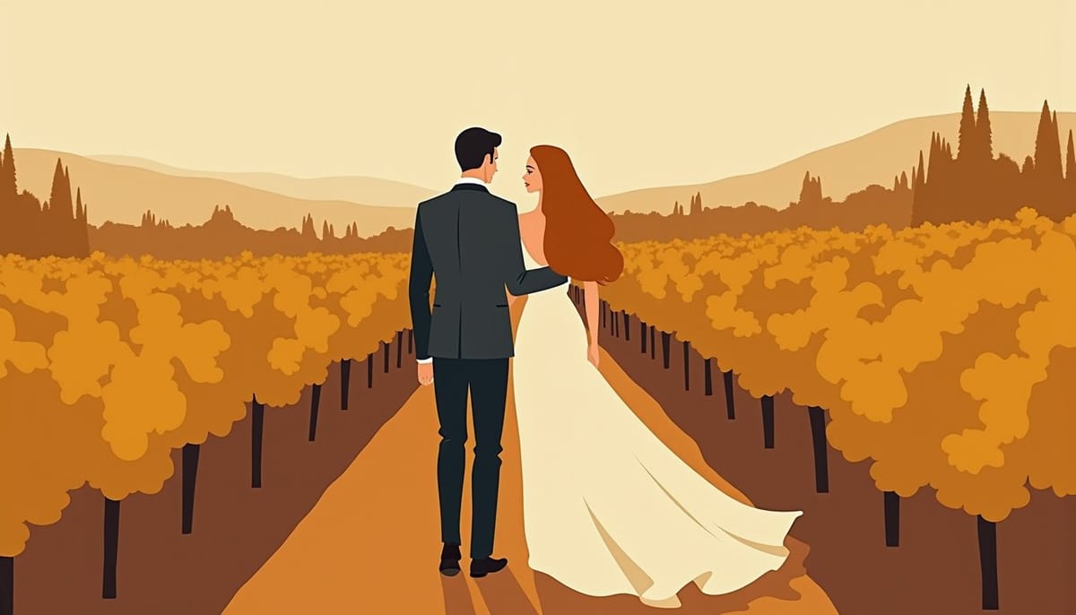 couple sharing the traits behind five success stories, mid-century illustration
